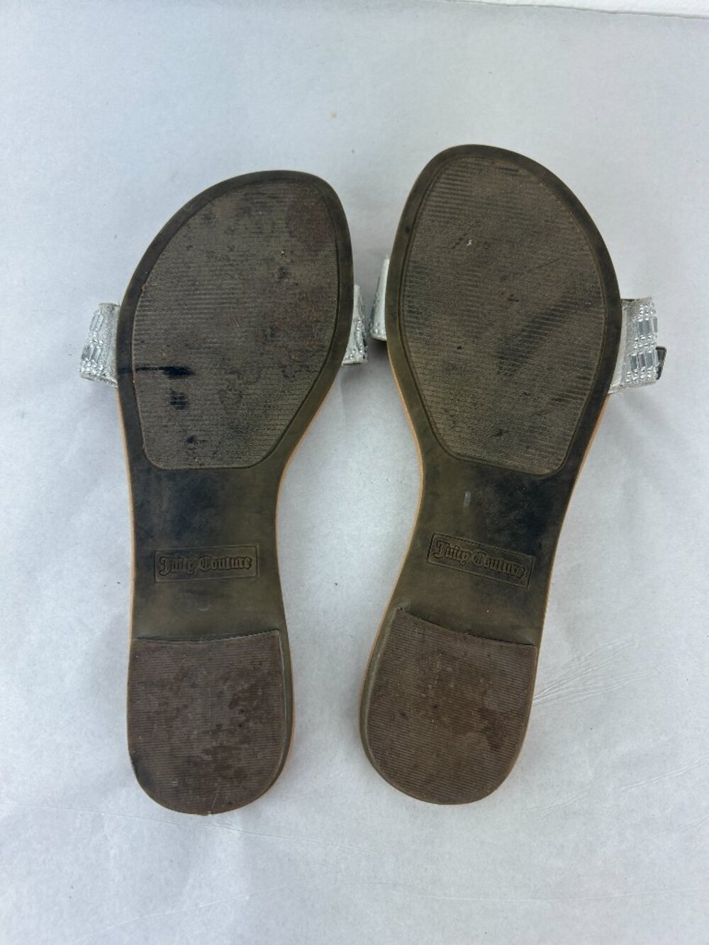 Juicy Couture Silver Rhinestone Slide Sandals for Women Casual Summer Slip On - Picture 6 of 7